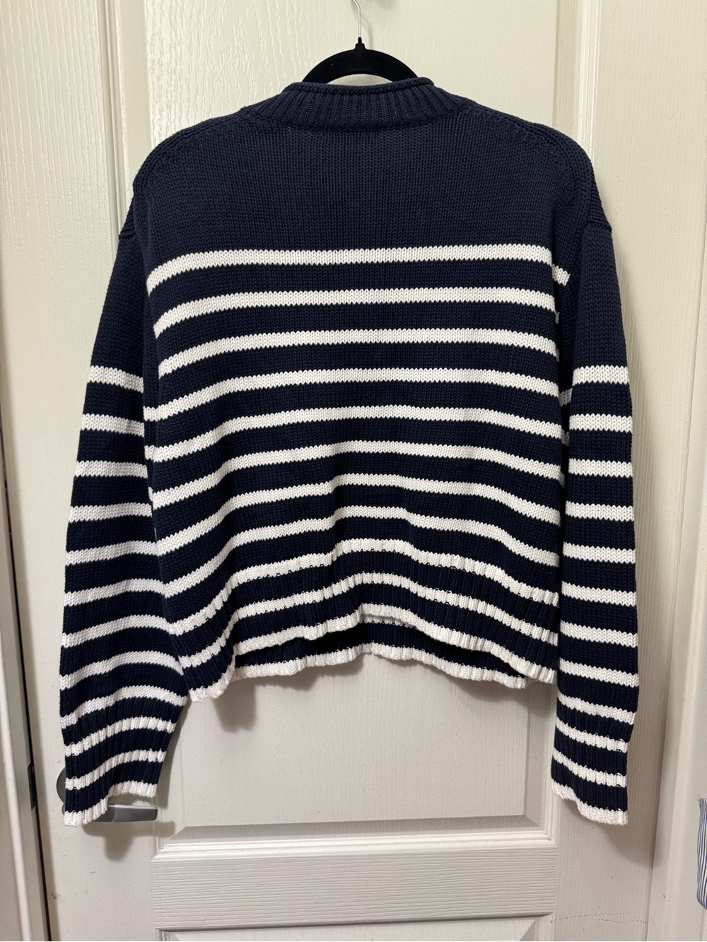 J. Crew Navy and White Breton Stripe Crewneck Sweater - Picture 4 of 5